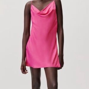 Zara Pink Satin Slip Dress